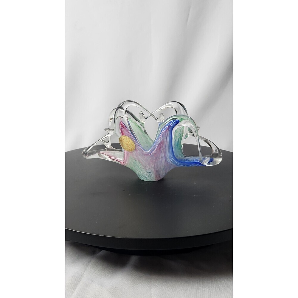 Murano Style Colorful Art Glass Napkin/Envelope Holder Prestine